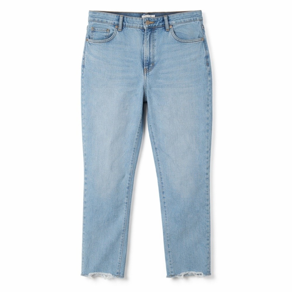Light Wash Crop Jeans Joe Fresh High Rise Raw Hem Stretch Denim 32 Casual Boho